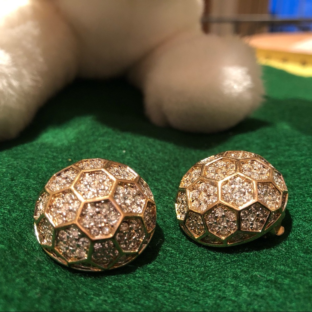 Sparkly Clip-on Fashion Earrings - Gold